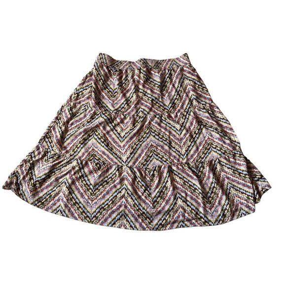 Sonoma Goods For Life Womens 2X Multi Stripe Print Tiered Midi Skirt Elastic - Picture 6 of 6